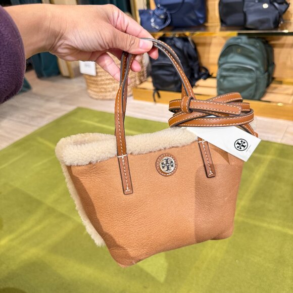 Tory Burch Shearling Mini Tote 170269 Taupe $575 - Picture 6 of 7